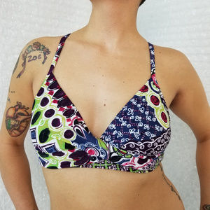 Athleta colourful bra cup wrap bikini top